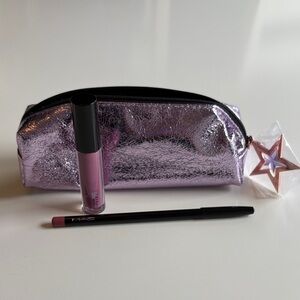 MAC Cosmetics Pink Lip Gloss and Pencil with Metallic Bag